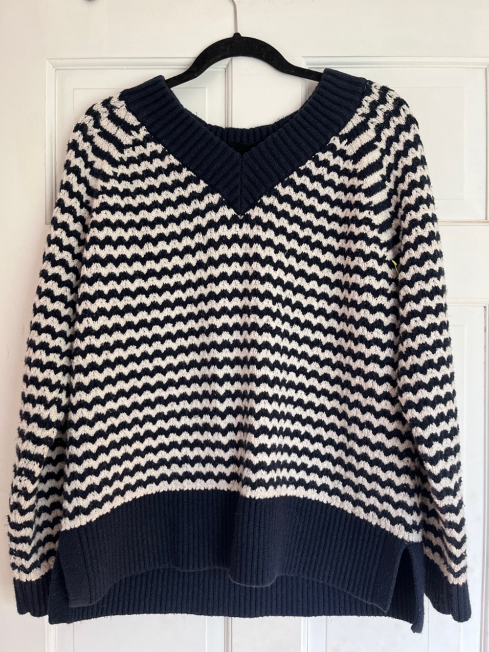 Haven Well Within Organic Cotton Navy & White V-Neck Sweater